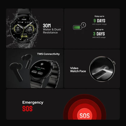 Noise Pro 6R 1.46" AMOLED Smart Watch, 1000 NITS, Powered by AI Pro, Built-in GPS, Strava Integration, Stainless Steel Dial, Video Watch Faces, 3ATM, Emergency SOS, TWS Connectivity (Pure Titanium)