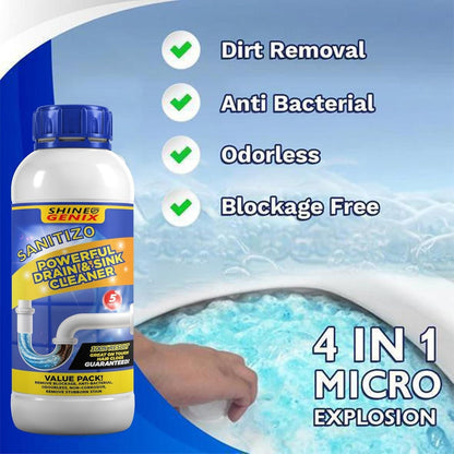 Sanitizo Powerful Drain & Sink Cleaner Powder 100 gm Each(Pack of 4) (PL)