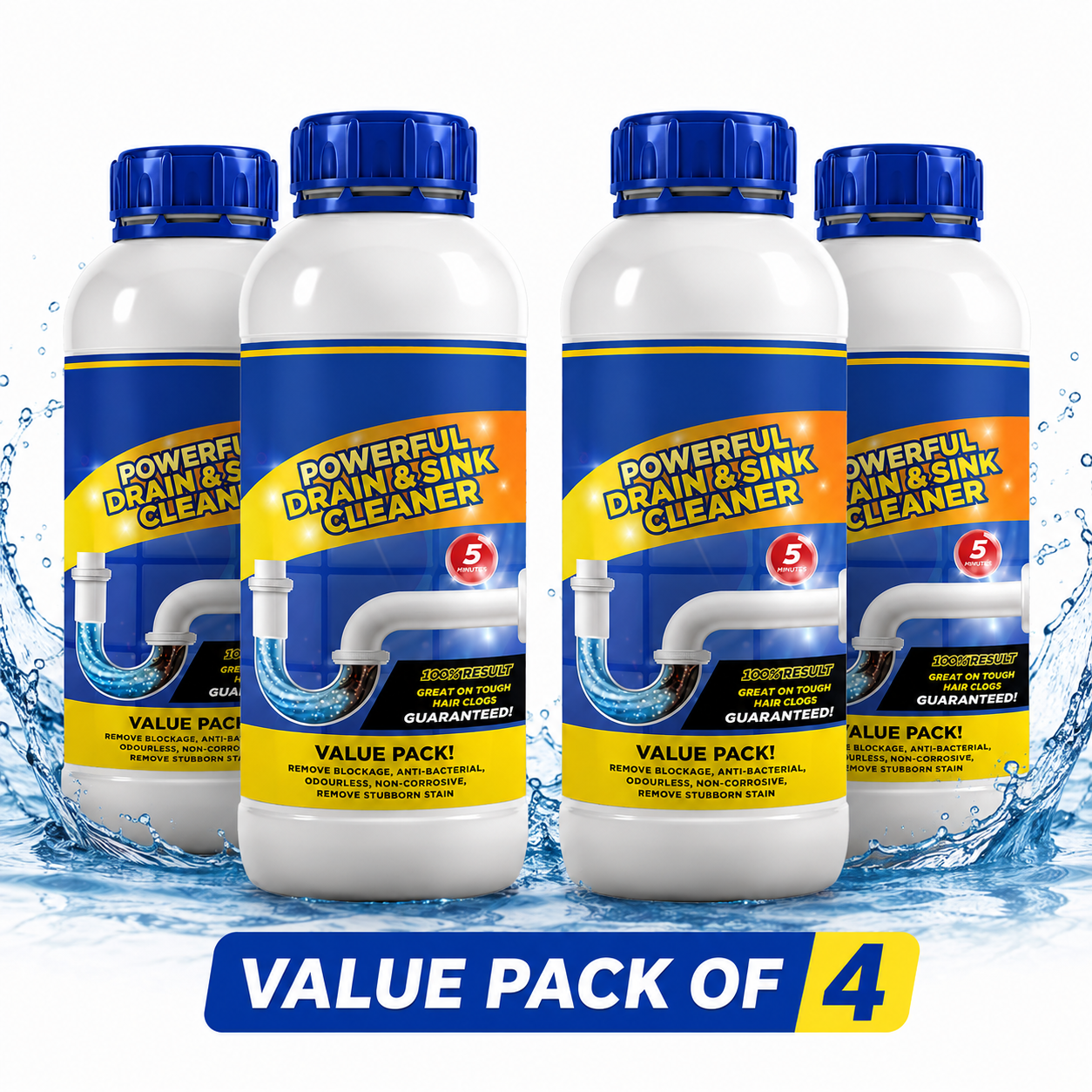 Sanitizo Powerful Drain & Sink Cleaner Powder 100 gm Each(Pack of 4) (PL)